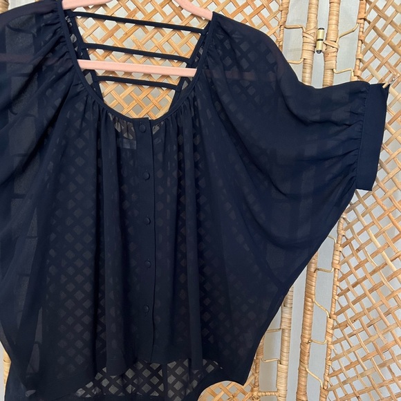 Agaci Sheer Navy Blue Blouse - Picture 6 of 10